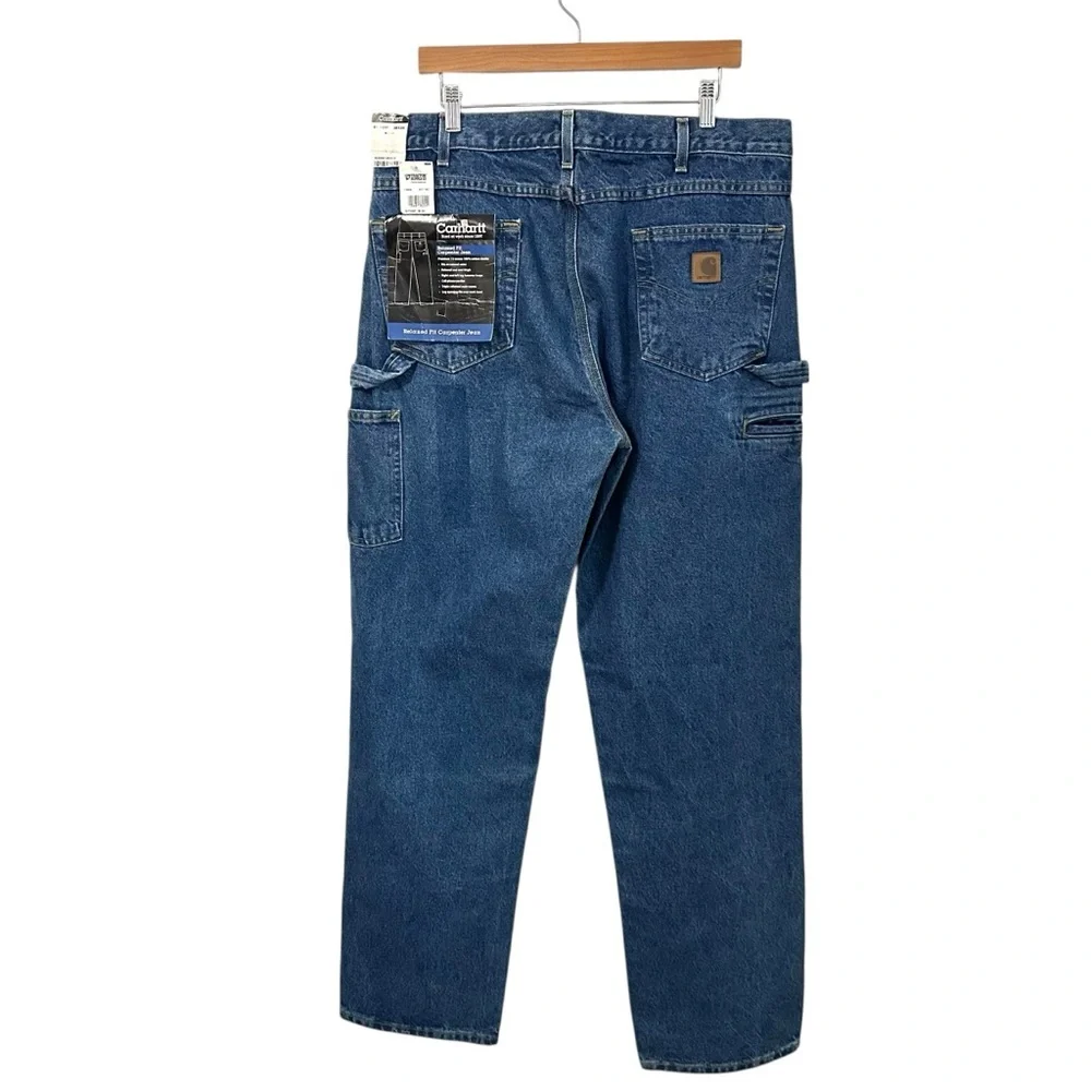 Carhartt Mens Relaxed Fit Carpenter Jeans Sz 38x34 Blue Utility Workwear NWT